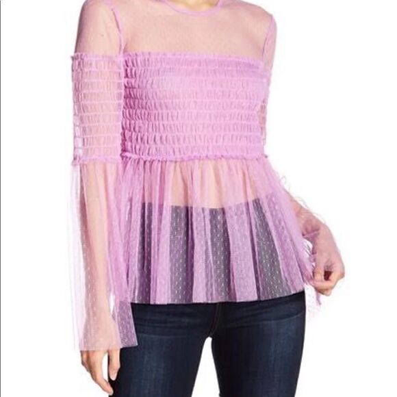 Romeo & Juliet Couture Tops - Romeo & Juliet Couture Lace Sheer Blouse Lavender Blouse